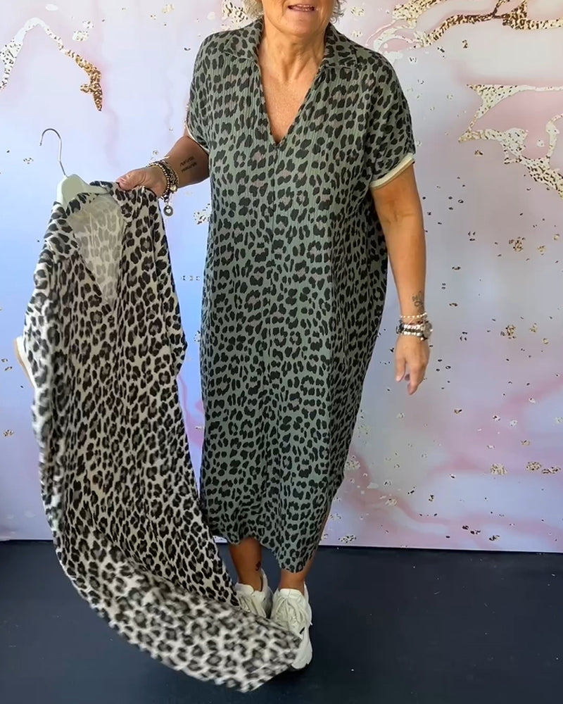 Elegant og behagelig leopardkjole