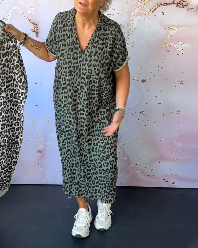 Elegant og behagelig leopardkjole